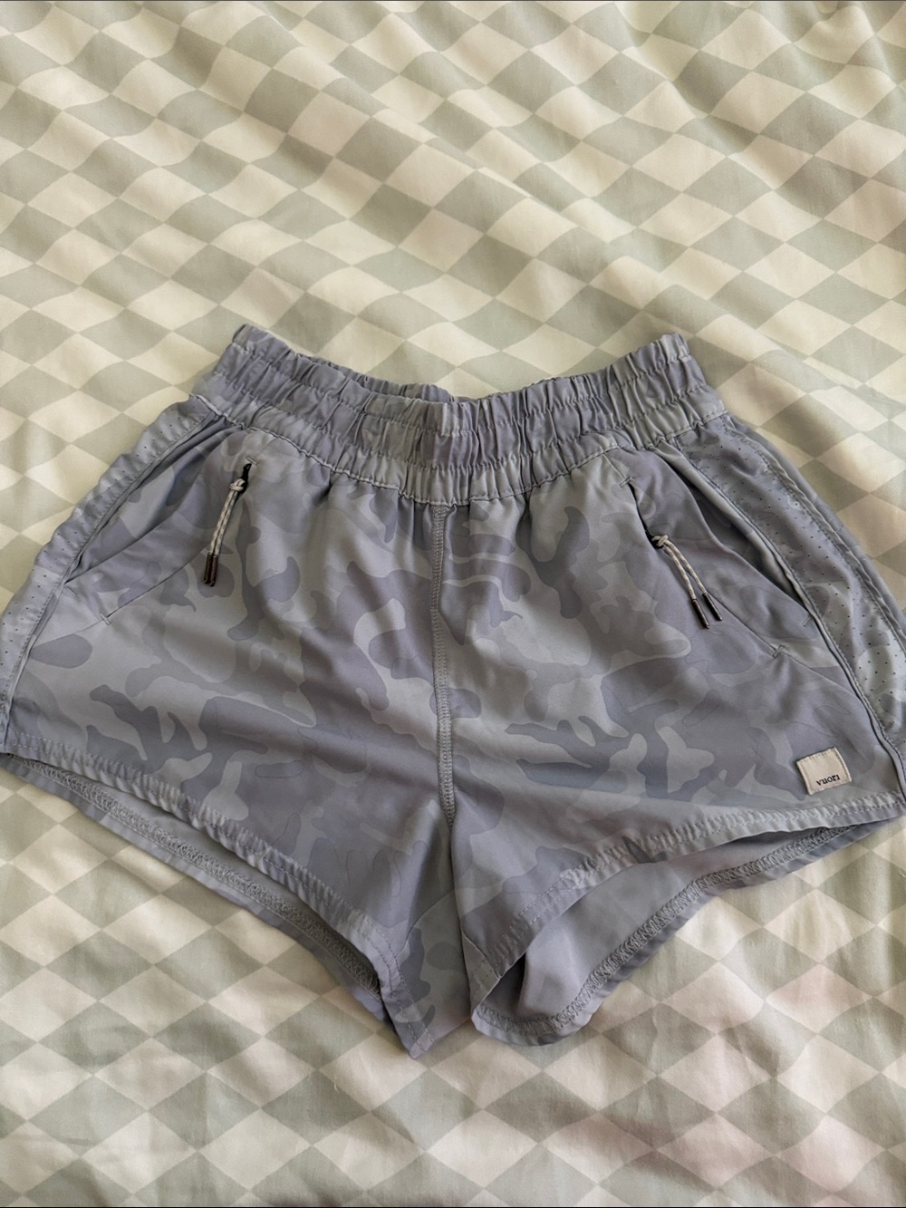 Vuori Light Gray Camo Athletic Shorts